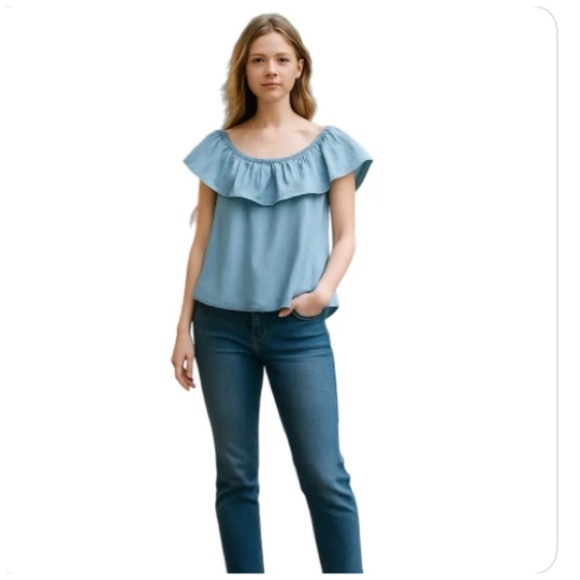 Soft Joie Nilima Off-The-Shoulder Top. Sky-Blue. XS​​​ - Picture 1 of 8